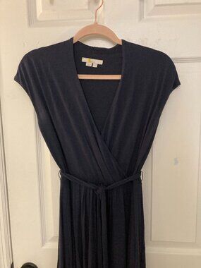 Boden Jersey Knit Navy Wrap Maxi Dress Size 6